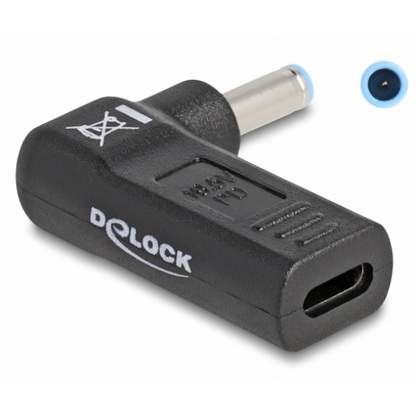 DELOCK αντάπτορας τροφοδοσίας 60004, USB-C σε HP 4.5x3mm, 90°, μαύρος Φορτιστές Laptop