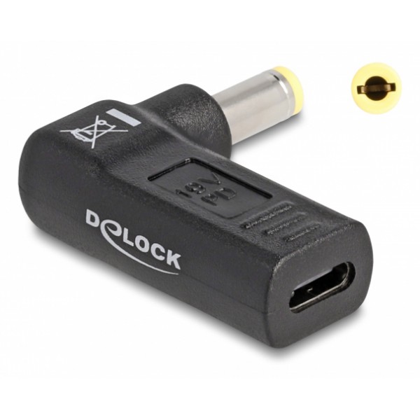 DELOCK αντάπτορας τροφοδοσίας 60011, USB-C σε 5.5x2.5mm, 90°, μαύρος Φορτιστές Laptop
