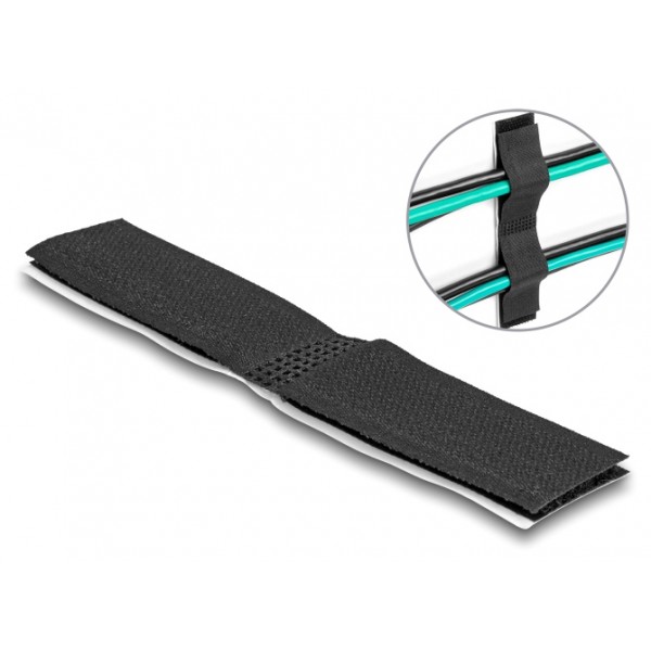 DELOCK αυτοκόλλητα δεματικά καλωδίων 19098, τύπου Velcro, μαύρο, 10τμχ Τακτοποίηση Καλωδίων