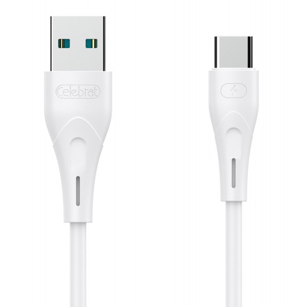 CELEBRAT καλώδιο USB-C σε USB CB-18T, 3A, 480Mbps, 1m, λευκό USB-C (Type-C)