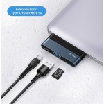 USAMS USB-C hub US-SJ491, USB/USB-C PD/micro SD θύρες, 5Gbps, γκρι USB Hubs - Card Readers
