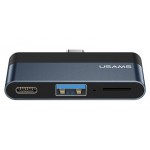 USAMS USB-C hub US-SJ491, USB/USB-C PD/micro SD θύρες, 5Gbps, γκρι USB Hubs - Card Readers