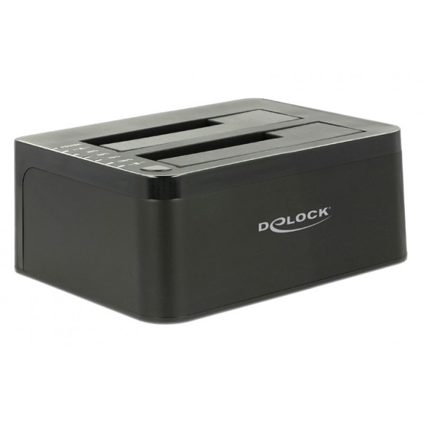 DELOCK docking station 62661, clone function, 2x HDD/SSD, 6Gb/s, μαύρο Θήκες & Trays Σκληρών Δίσκων