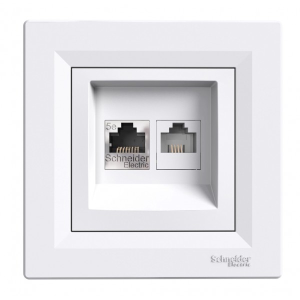 SCHNEIDER ELECTRIC επιτοίχια πρίζα δικτύου RJ45 & RJ12 Asfora EPH4900121 Ηλεκτρολογικός εξοπλισμός