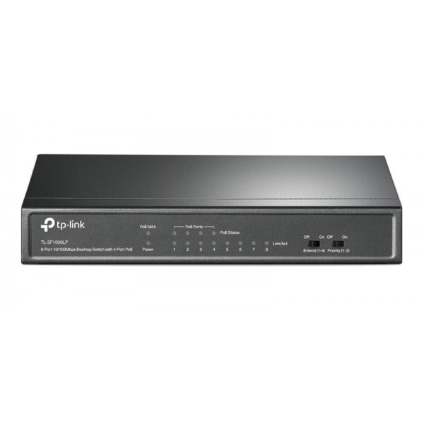 TP-LINK desktop switch TL-SF1008LP, 8-Port 10/100Mbps, 4x PoE, Ver. 2.0 Switches