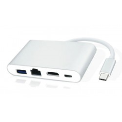 POWERTECH USB-C hub PTH-085, HDMI/RJ45/USB/USB-C PD θύρες, γκρι USB Hubs - Card Readers