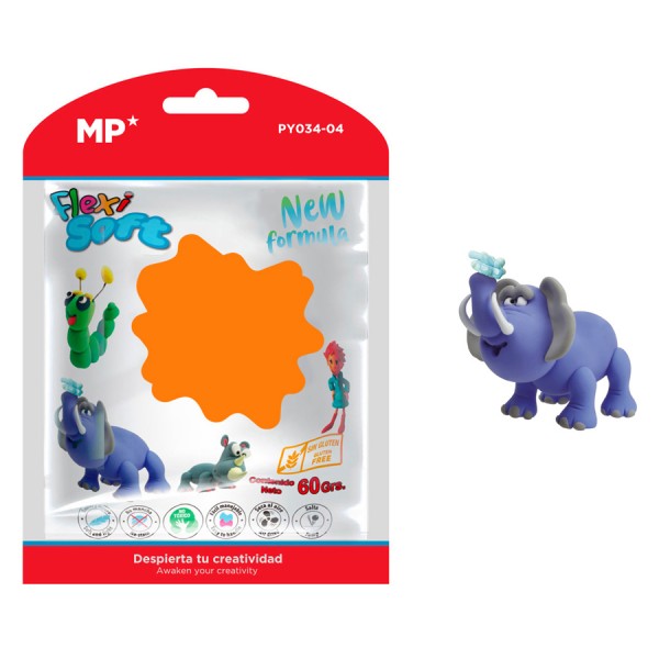 MP πλαστελίνη PY034-04, χωρίς γλουτένη, 60γρ, πορτοκαλί Γραφική Ύλη