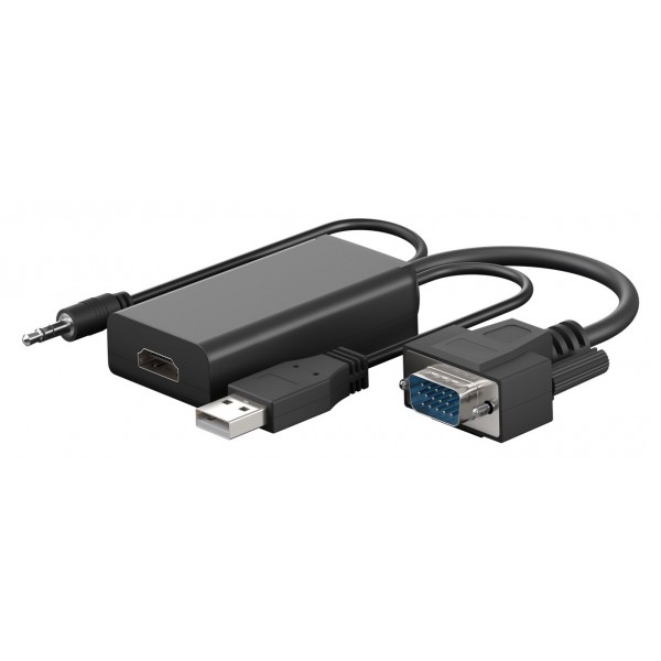 GOOBAY αντάπτορας HDMI σε VGA & 3.5mm 61259, 1080p, μαύρος Εικόνα
