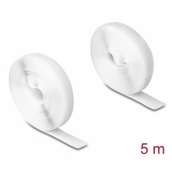 DELOCK αυτοκόλλητη ταινία τύπου Velcro 20919, 5m x 20mm, λευκή Βοηθητικά Εργαλεία