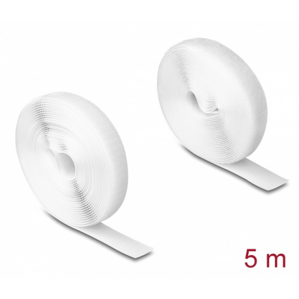 DELOCK αυτοκόλλητη ταινία τύπου Velcro 20919, 5m x 20mm, λευκή Βοηθητικά Εργαλεία