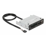 DELOCK USB 9-pin card reader 91708, CF/SD/XD/MS/Micro SD/USB, 3.5" bay USB Hubs - Card Readers