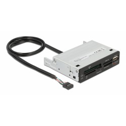 DELOCK USB 9-pin card reader 91708, CF/SD/XD/MS/Micro SD/USB, 3.5" bay USB Hubs - Card Readers
