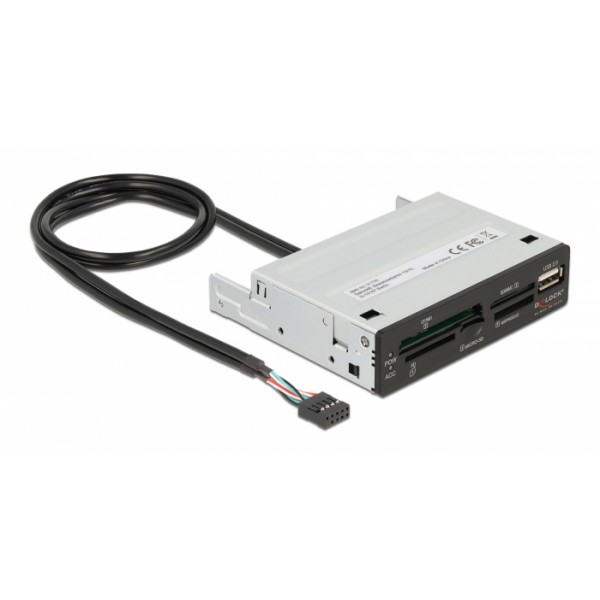 DELOCK USB 9-pin card reader 91708, CF/SD/XD/MS/Micro SD/USB, 3.5" bay USB Hubs - Card Readers