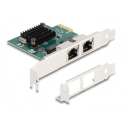 DELOCK κάρτα επέκτασης PCIe x1 σε 2x RJ45 Gigabit 88205, 1000Mbps Κάρτες Δικτύου - USB Dongles