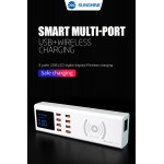 SUNSHINE σταθμός φόρτισης SS-309WD, 8x USB 8A, wireless 10W, λευκός Φορτιστές Κινητών