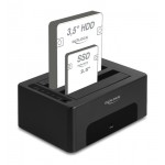 DELOCK docking station 64187, clone/erase function, 2x SSD, 5Gb/s, μαύρο Θήκες & Trays Σκληρών Δίσκων