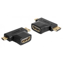 DELOCK αντάπτορας HDMI σε HDMI mini & micro 65446, gold plated, μαύρος Εικόνα