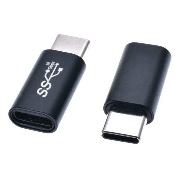 POWERTECH αντάπτορας USB-C CAB-UC063, αρσενικό σε θηλυκό, 10Gbps, μαύρος USB-C (Type-C)