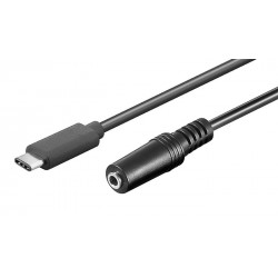 POWERTECH καλώδιο USB-C σε 3.5mm CAB-UC059 αρσενικό σε θηλυκό, 1m, μαύρο USB-C (Type-C)