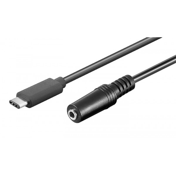 POWERTECH καλώδιο USB-C σε 3.5mm CAB-UC059 αρσενικό σε θηλυκό, 1m, μαύρο USB-C (Type-C)