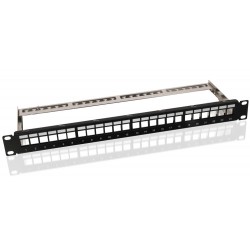 GOOBAY Keystone patch panel 95743, 19"/1U, 24x ports, μαύρo Καμπίνες - Rack
