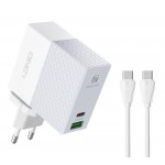 LDNIO φορτιστής τοίχου A2620C με καλώδιο, USB & USB-C, 65W PD, λευκός Φορτιστές Κινητών