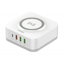 LDNIO σταθμός φόρτισης AW004, USB-C/3x USB/wireless, 32W, PD/QC, λευκός Φορτιστές Κινητών