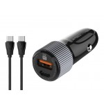 LDNIO φορτιστής αυτοκινήτου C510Q με καλώδιο, USB & USB-C, 38W, μαύρος Φορτιστές Κινητών