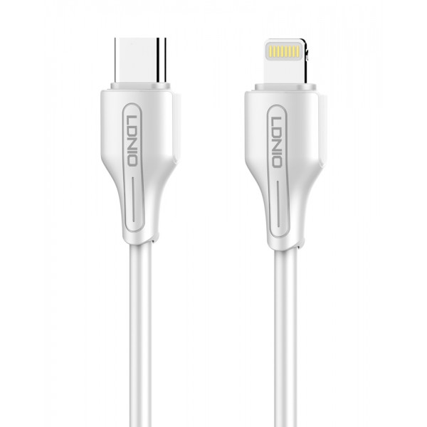 LDNIO καλώδιο Lightning σε USB-C LC121I, 30W PD, 1m, λευκό USB-C (Type-C)