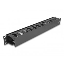 DELOCK cable management 67021 για rack 19"/1U, 2 ανοίγματα, μαύρο Καμπίνες - Rack