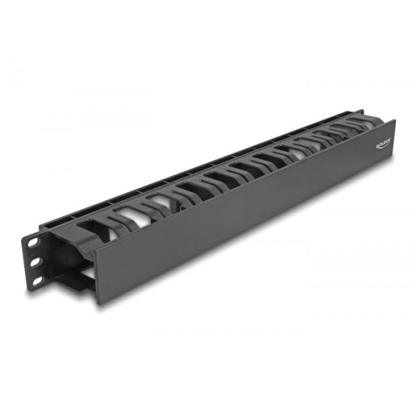 DELOCK cable management 67021 για rack 19"/1U, 2 ανοίγματα, μαύρο Καμπίνες - Rack