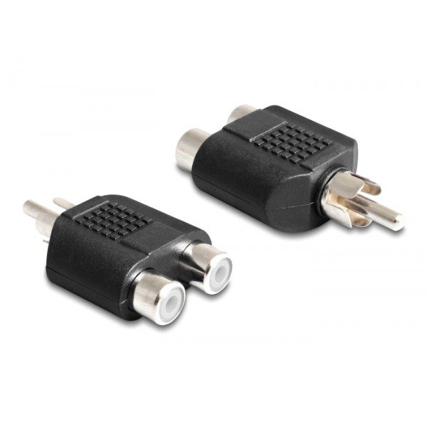 DELOCK αντάπτορας από 2x RCA θηλυκό σε 1x RCA αρσενικό 84499, μαύρος Ήχος
