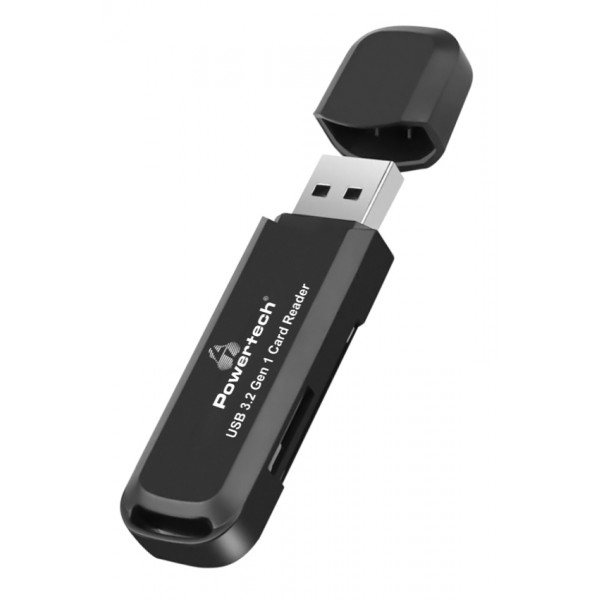 POWERTECH card reader PT-1112 για SD & micro SD, USB 3.2, 5Gbps, μαύρο USB Hubs - Card Readers