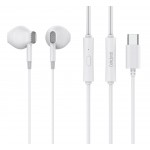 CELEBRAT earphones με μικρόφωνο D12, USB-C σύνδεση, Φ14.2mm, 1.2m, λευκά Ακουστικά - Bluetooth