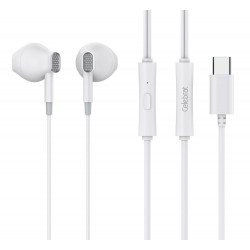 CELEBRAT earphones με μικρόφωνο D12, USB-C σύνδεση, Φ14.2mm, 1.2m, λευκά Ακουστικά - Bluetooth