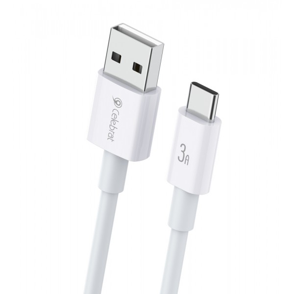 CELEBRAT καλώδιο USB-C σε USB CB-24C, 3A, 1.2m, λευκό USB-C (Type-C)