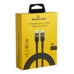POWERTECH καλώδιο USB-C PTR-0130, PD 60W, copper, 1m, μαύρο USB-C (Type-C)