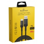 POWERTECH καλώδιο USB σε USB-C PTR-0134 PD 60W, 5Gbps, copper, 1m, μαύρο USB-C (Type-C)