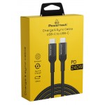 POWERTECH καλώδιο USB-C PTR-0140, PD 240W 5A, copper, 1m, μαύρο USB-C (Type-C)