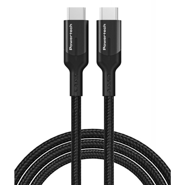 POWERTECH καλώδιο USB-C PTR-0135, PD 60W, 10Gbps, copper, 1m, μαύρο USB-C (Type-C)