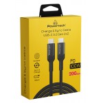 POWERTECH καλώδιο USB-C PTR-0136, PD 100W, 20Gbps, copper, 1m, μαύρο USB-C (Type-C)