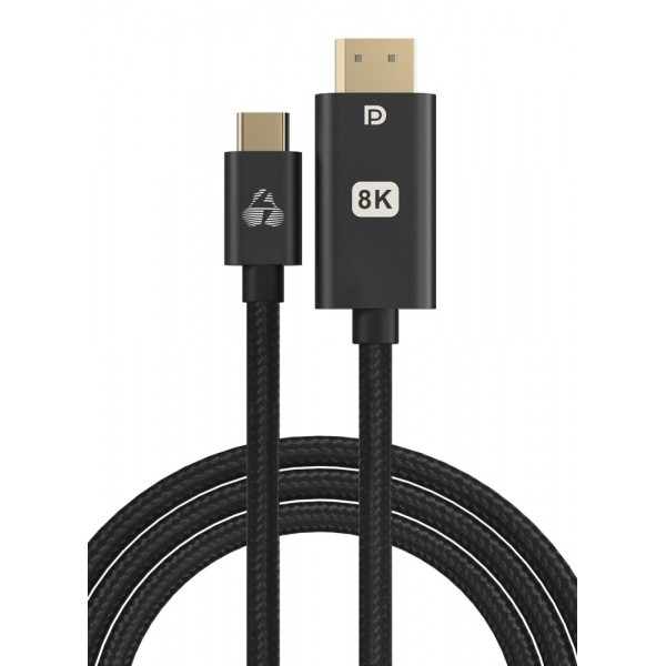 POWERTECH καλώδιο USB-C σε DisplayPort PTR-0138, 8K/120Hz, 1m, μαύρο USB-C (Type-C)