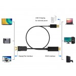 POWERTECH καλώδιο HDMI σε DisplayPort PTH-104, USB, 4K, 1.8m, μαύρο Εικόνα