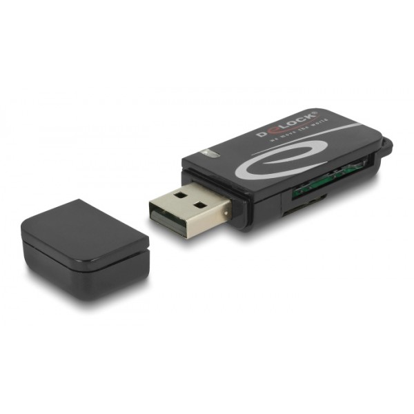 DELOCK card reader 91602 για SD & micro SD, USB, 480Mbps, μαύρο USB Hubs - Card Readers