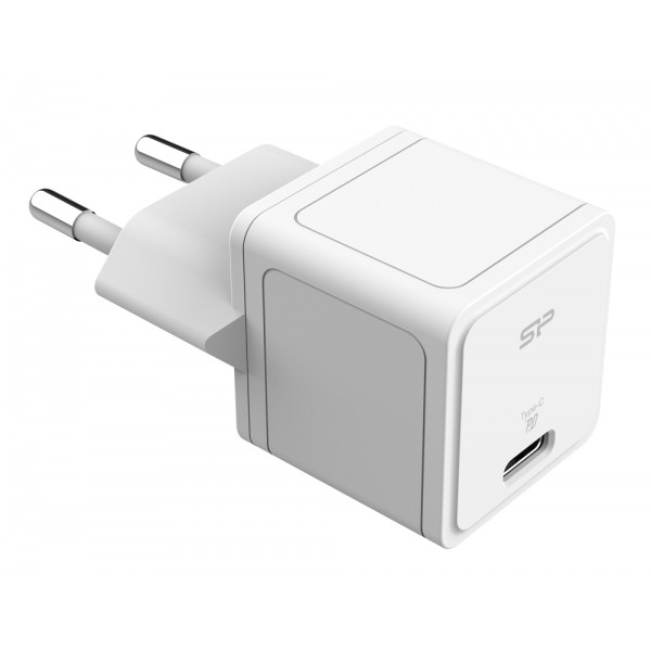 SILICON POWER φορτιστής τοίχου SP20WASYQM121PCW, USB-C, PD 20W, λευκός Φορτιστές Κινητών