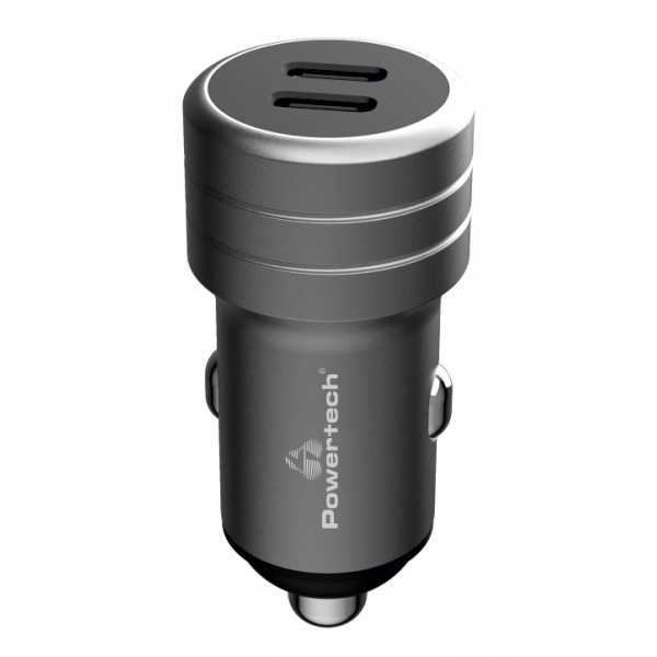 POWERTECH φορτιστής αυτοκινήτου PT-1149, 2x USB-C, 100W PD, γκρι Φορτιστές Κινητών
