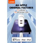 LDNIO φορτιστής τοίχου A2528M με καλώδιο, 2x USB-C, 35W, MFi, λευκό Φορτιστές Κινητών