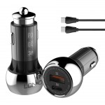 LDNIO φορτιστής αυτοκινήτου C1 με καλώδιο, USB & USB-C, 38W PD, μαύρος Φορτιστές Κινητών