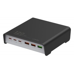 LDNIO σταθμός φόρτισης Q605, 3x USB-C & 3x USB, 120W, PD/QC, μαύρος Φορτιστές Κινητών