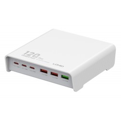 LDNIO σταθμός φόρτισης Q605, 3x USB-C & 3x USB, 120W, PD/QC, λευκός Φορτιστές Κινητών
